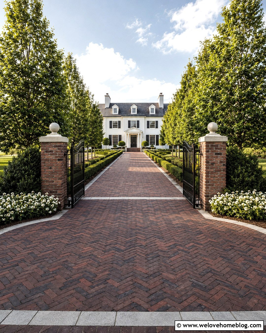 Recycled Brick Driveway With Black Metal Gate - 20 recycled brick driveway ideas