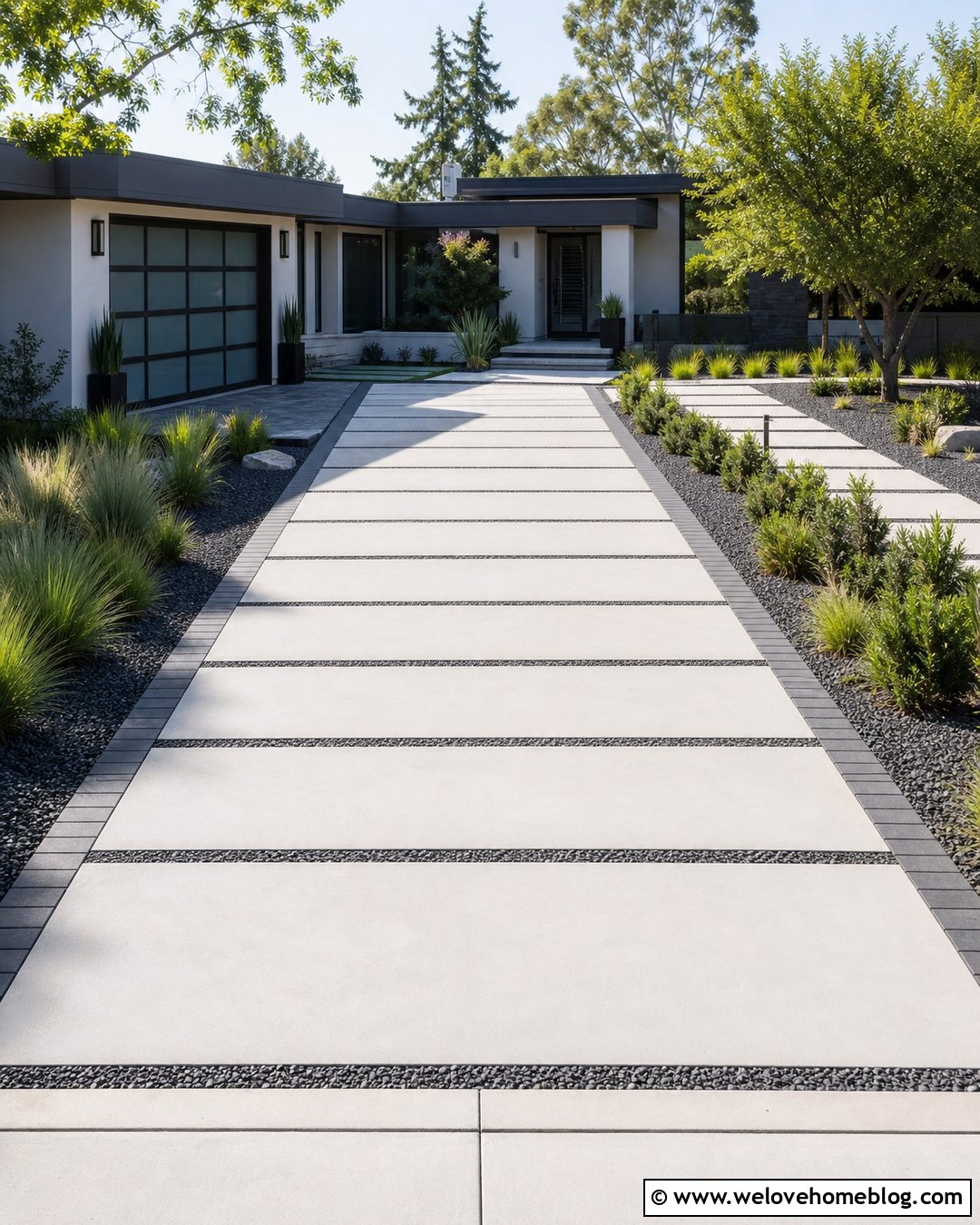 Recycled Concrete Driveway Pavers With Gravel Strips - 20 eco-friendly driveway pavers ideas