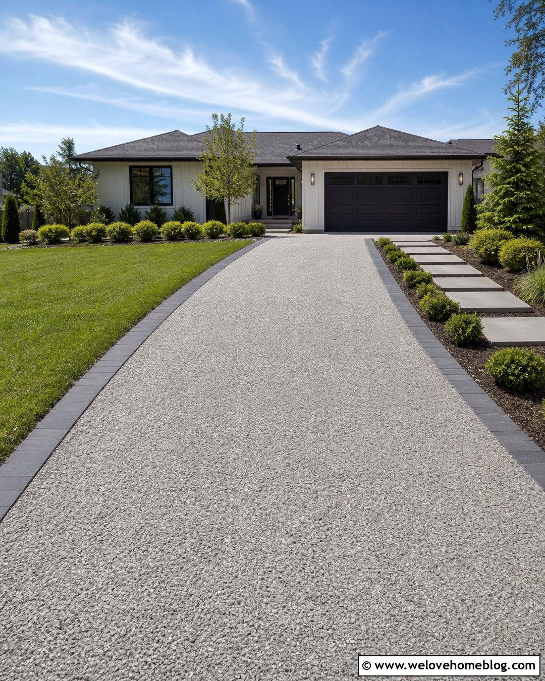 Recycled Concrete Driveway With Paver Edging - 35 cheap driveway ideas