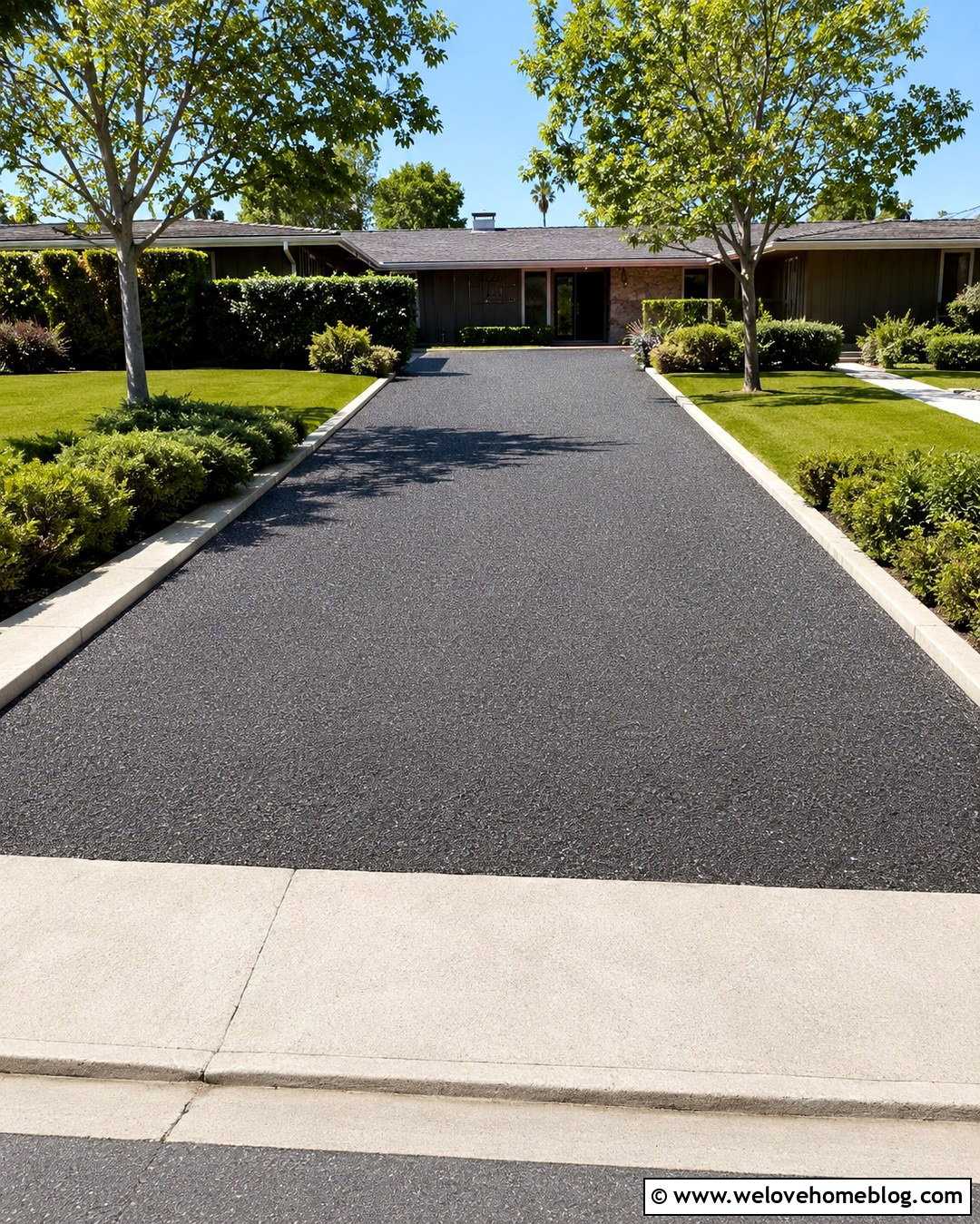 Recycled Glass Asphalt Driveway With Concrete Curbs - 20 Recycled Glass Driveway Ideas