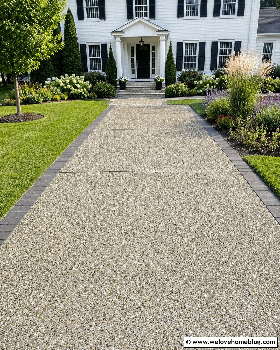 Recycled Glass Concrete Driveway With Matching Steps