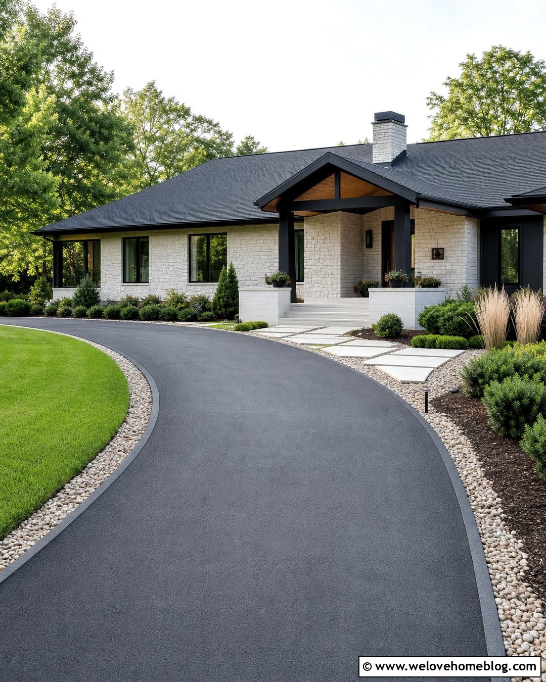 Recycled Rubber Asphalt Driveway Border - 20 Cheap Driveway Border Ideas