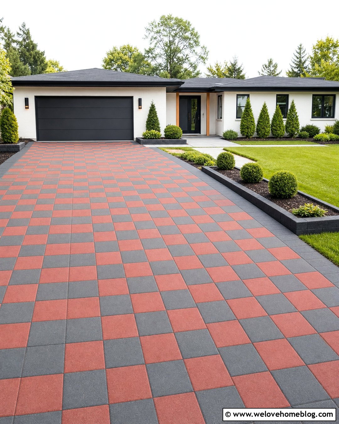 20 Red And Gray Driveway Pattern Ideas for Modern Curb Appeal