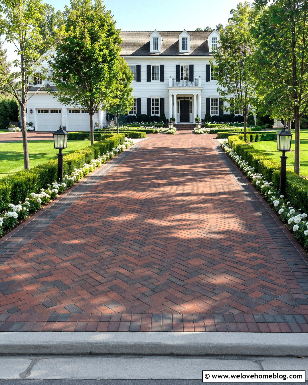 Red Brick Driveway For A Colonial House - 20 How To Design A Brick Driveway Ideas