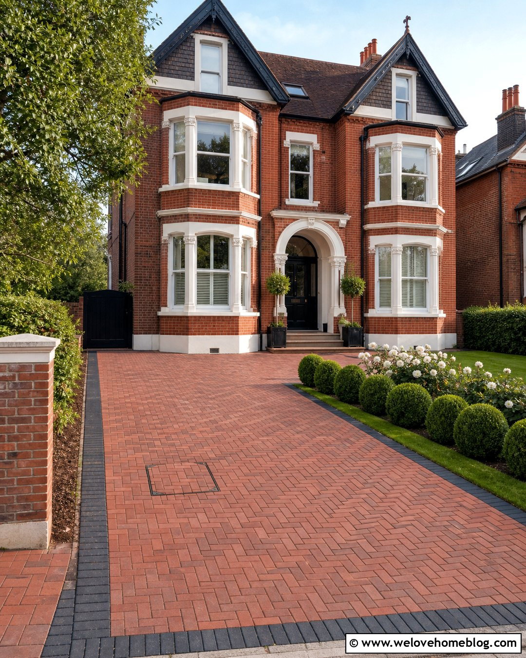 Red Brick Driveway In Herringbone - 30 driveway uk ideas
