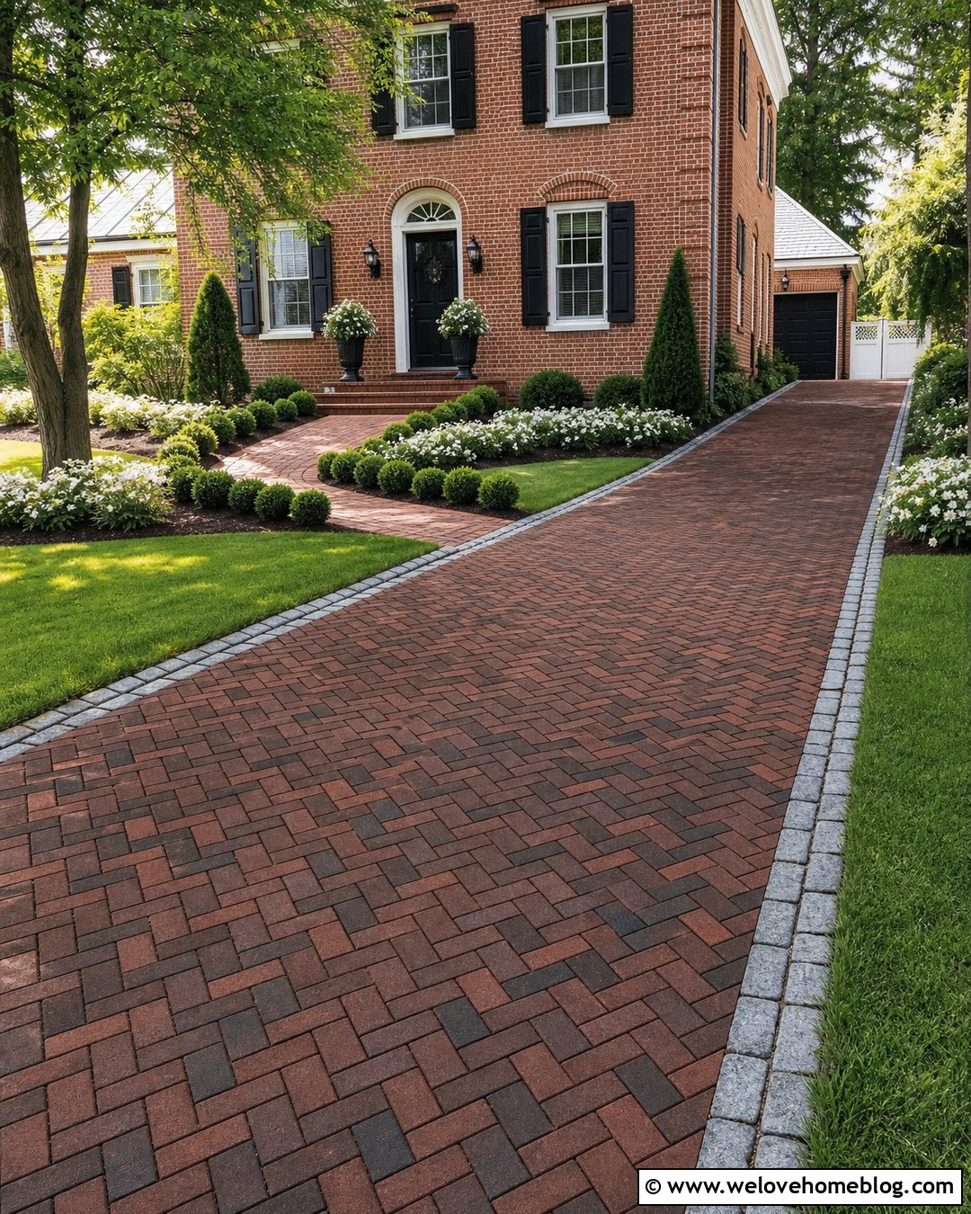 Red Brick Driveway With Brick House - 25 red brick driveway ideas