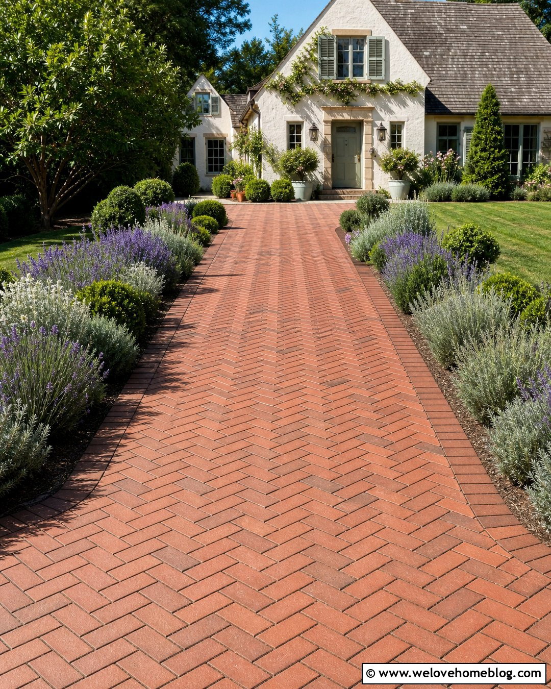 Red Brick Driveway With Lavender Borders - 25 red brick driveway ideas