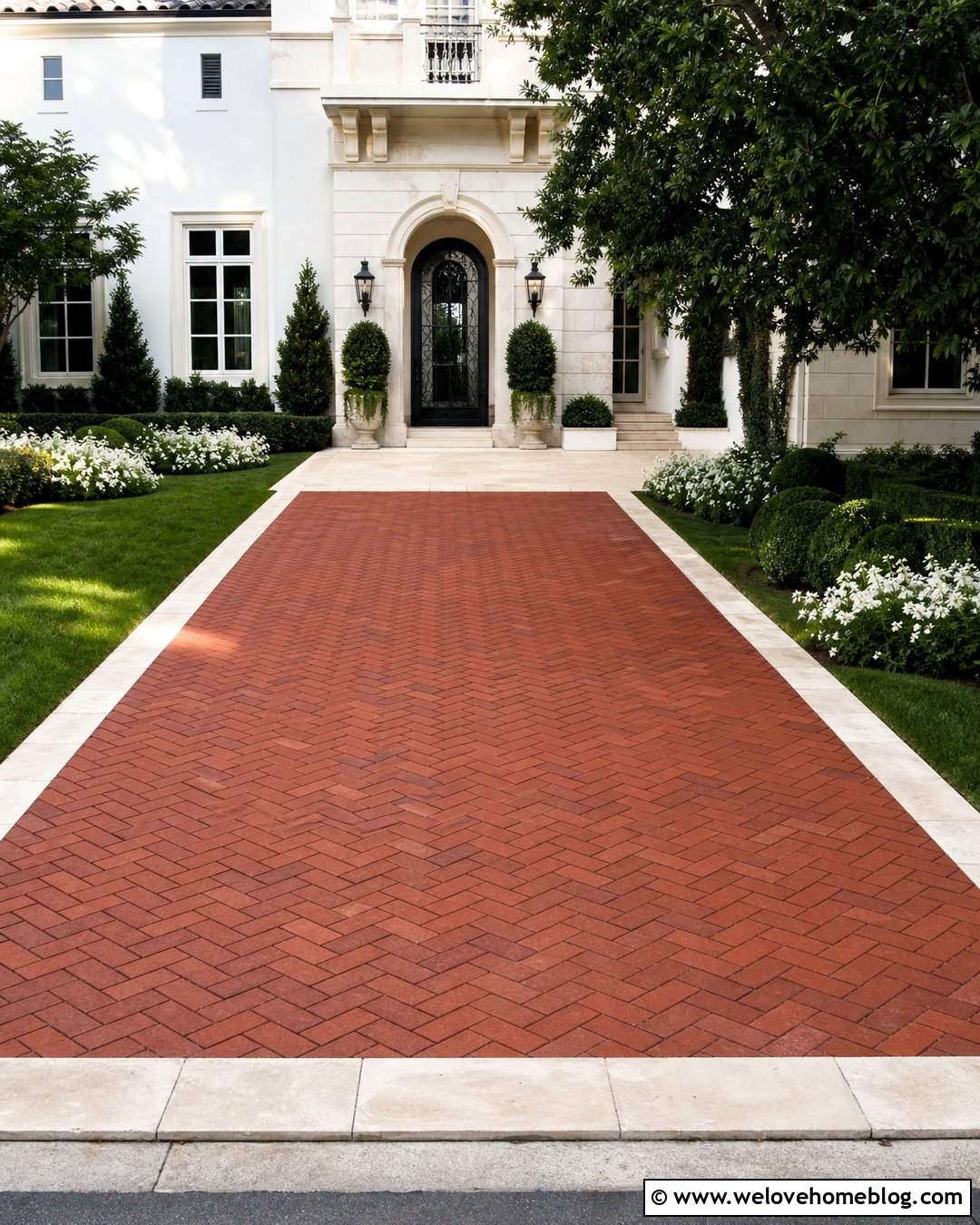 Red Brick Driveway With White Stone Border - 25 red brick driveway ideas