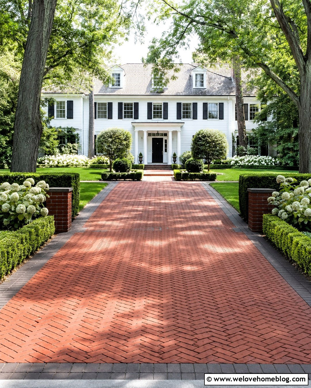 Red Brick Herringbone Driveway - 20 Brick Paving Driveway Ideas