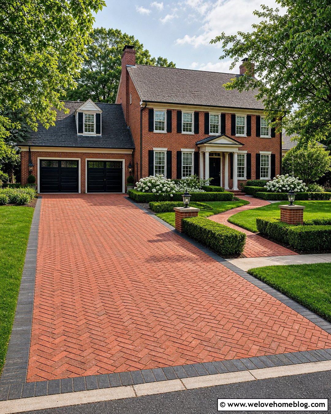 Red Brick Herringbone Driveway - 20 Paving Bricks Driveways Ideas