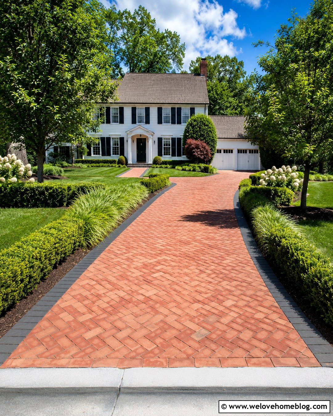 Red Brick Herringbone Driveway