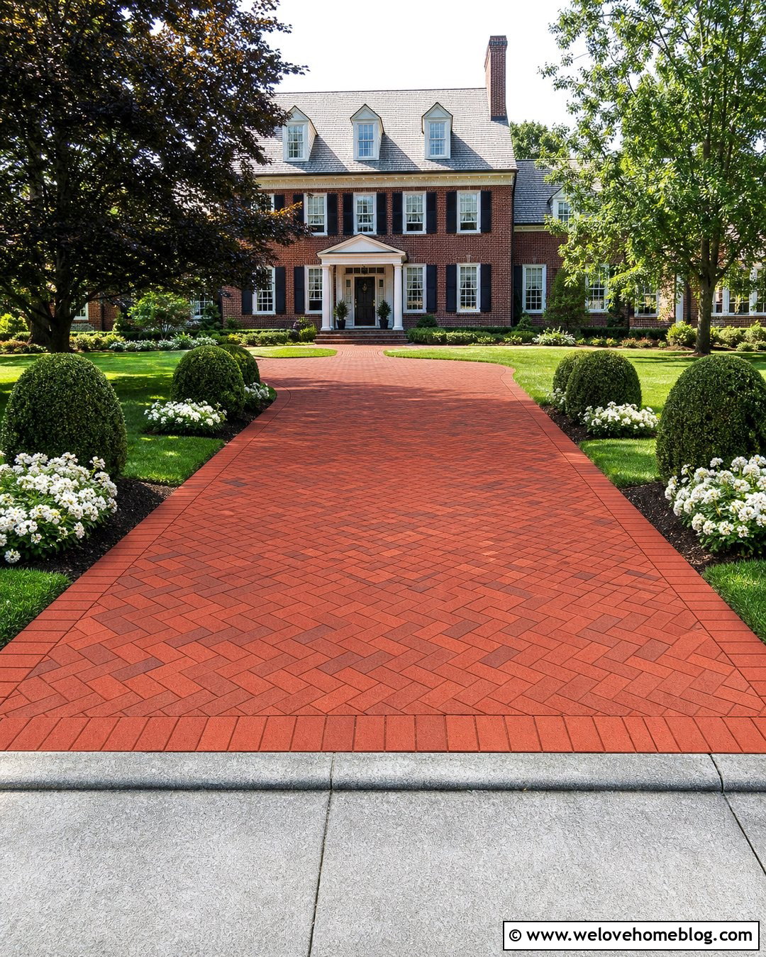 Red Brick Herringbone Driveway - 25 red brick driveway ideas