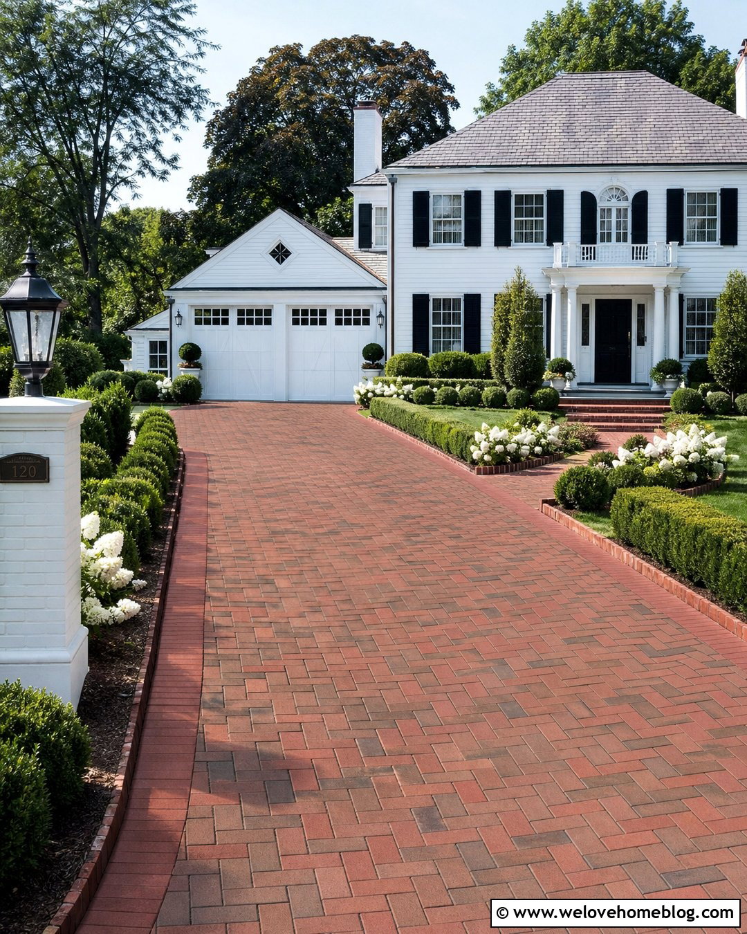 Red Brick Paved Driveway - 35 paved driveway ideas