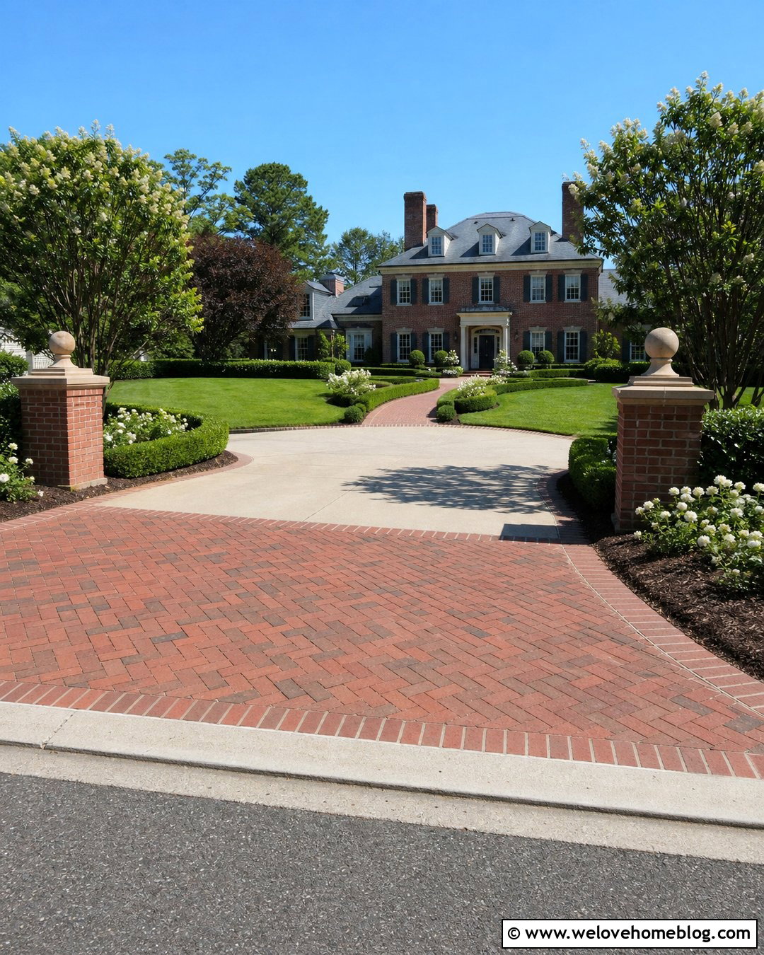 Red Brick Paver Driveway Entrance - 20 Pavers At End Of Driveway Ideas