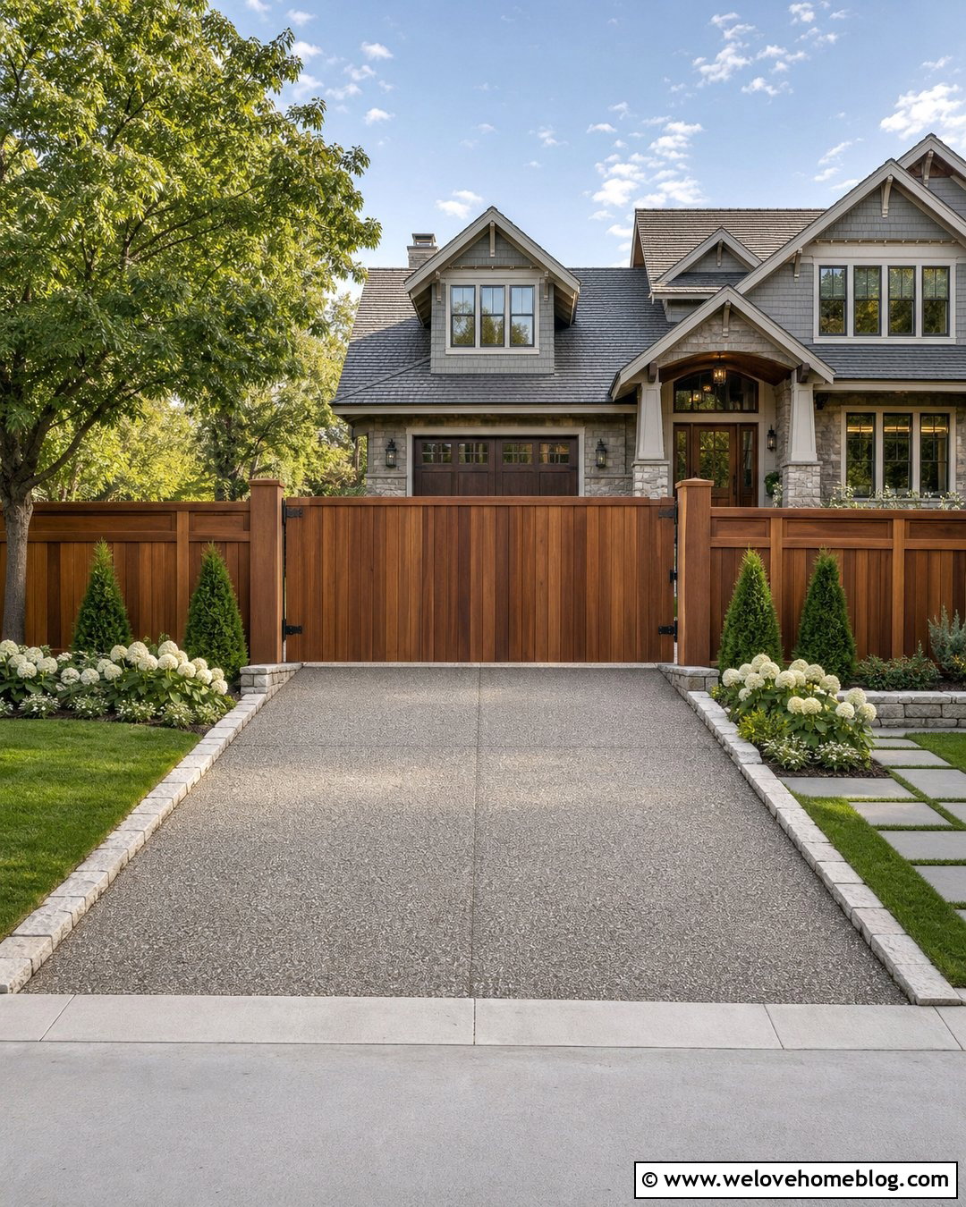 Red Cedar Wood Driveway Gate