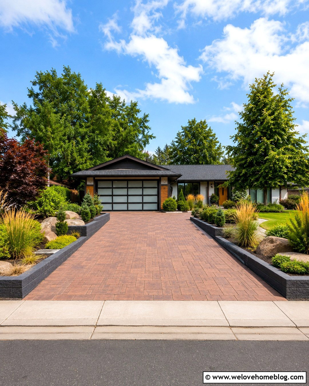 Red Concrete Paver Driveway - 20 Red Driveway Ideas
