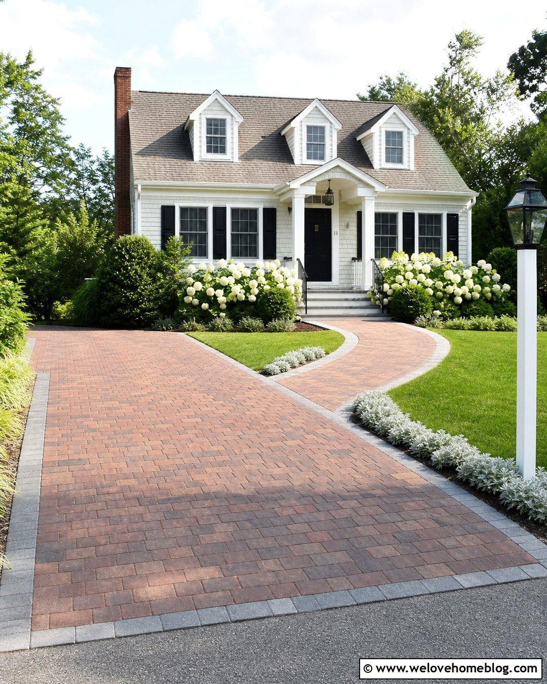 Red Granite Paver Driveway With Gray Border - 20 Granite Pavers Driveway Ideas