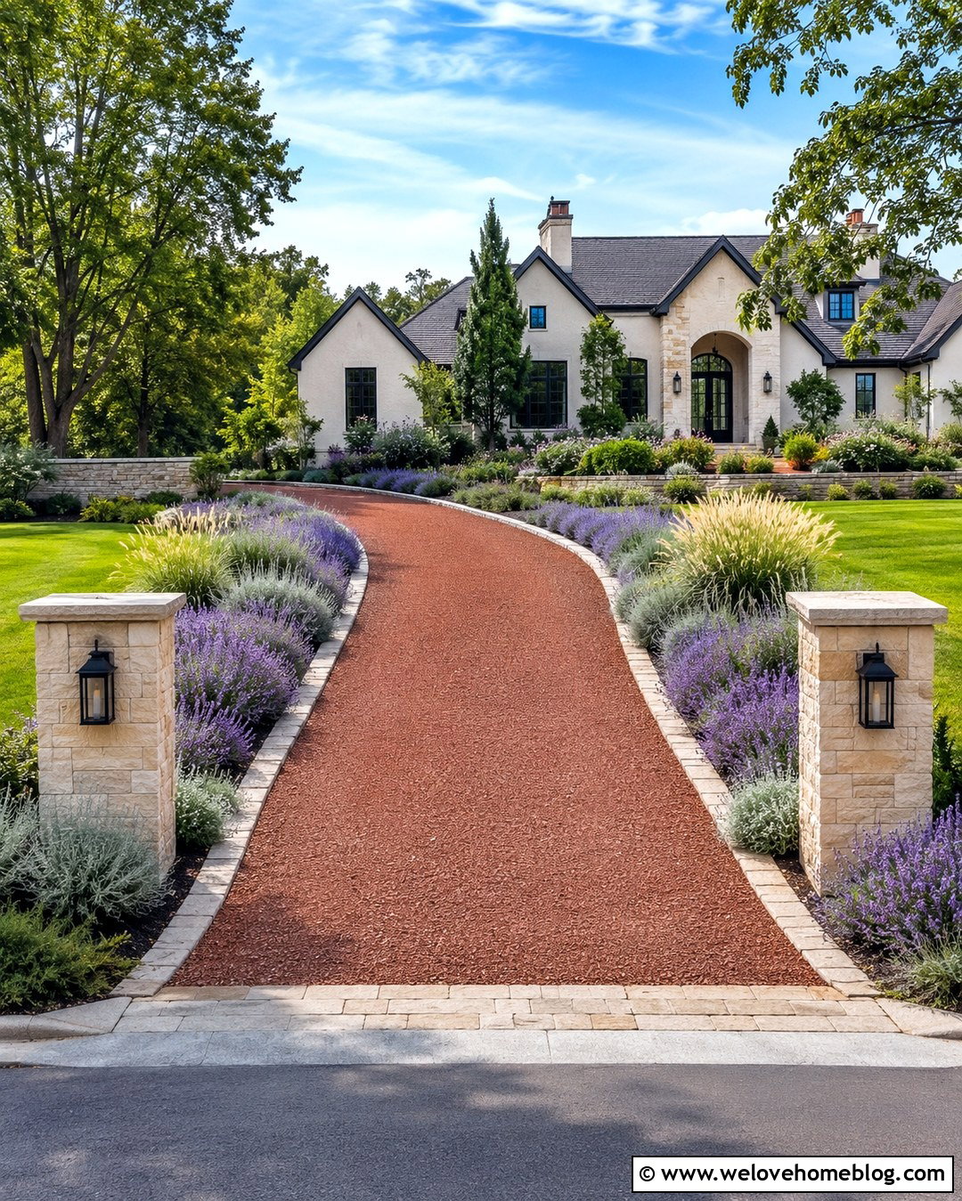 Red Gravel Driveway With Lavender Borders - 20 Red Gravel Driveway Ideas