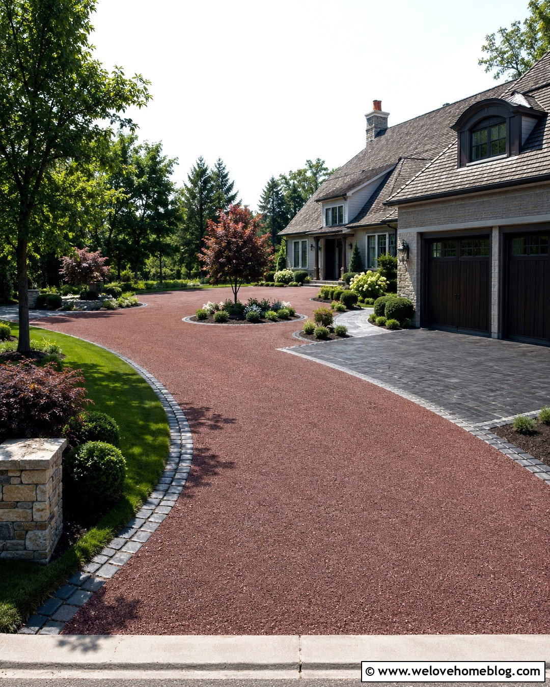 Red Gravel Driveway With Parking Court - 20 Red Gravel Driveway Ideas