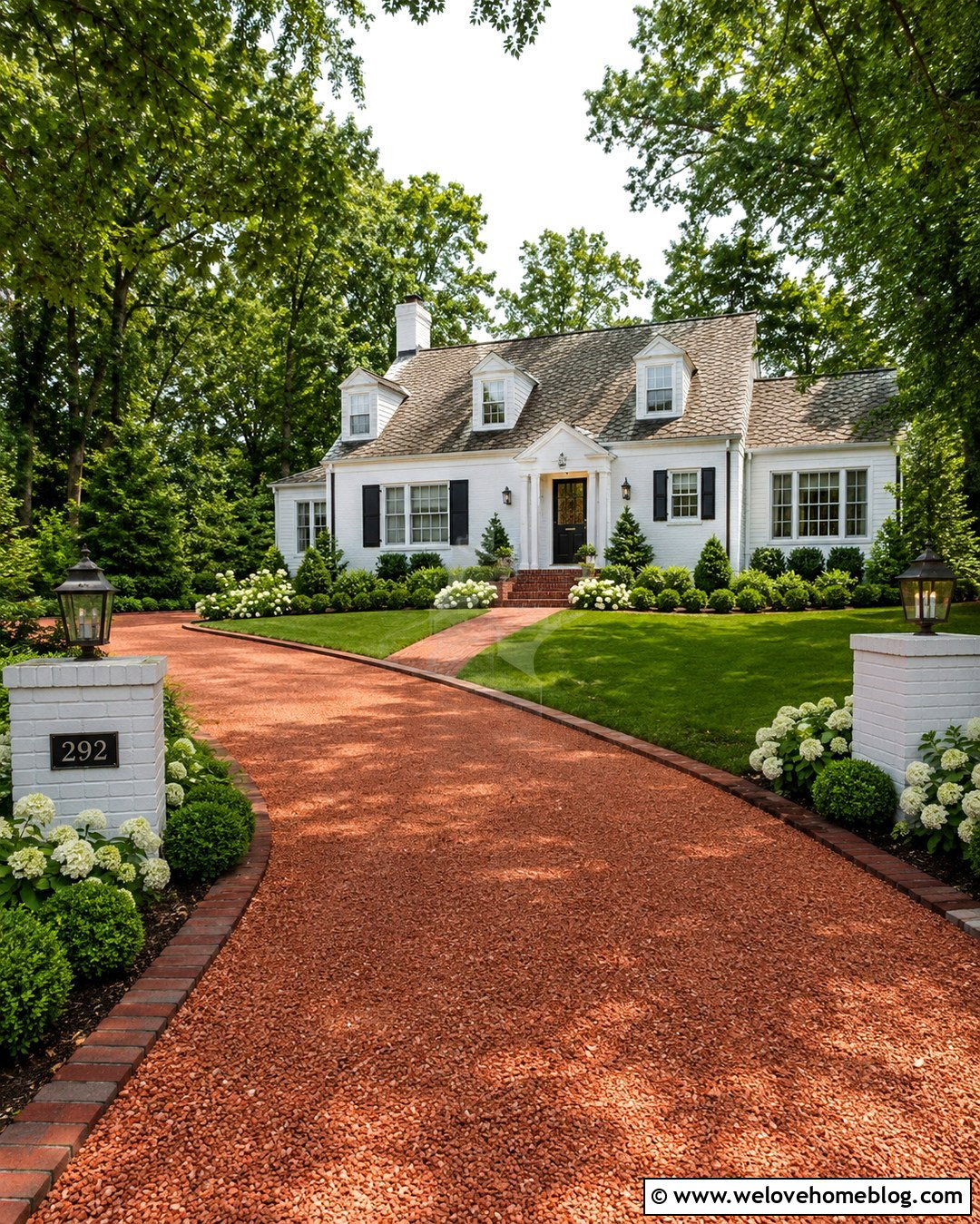 Red Gravel Driveway With White House - 20 Red Gravel Driveway Ideas