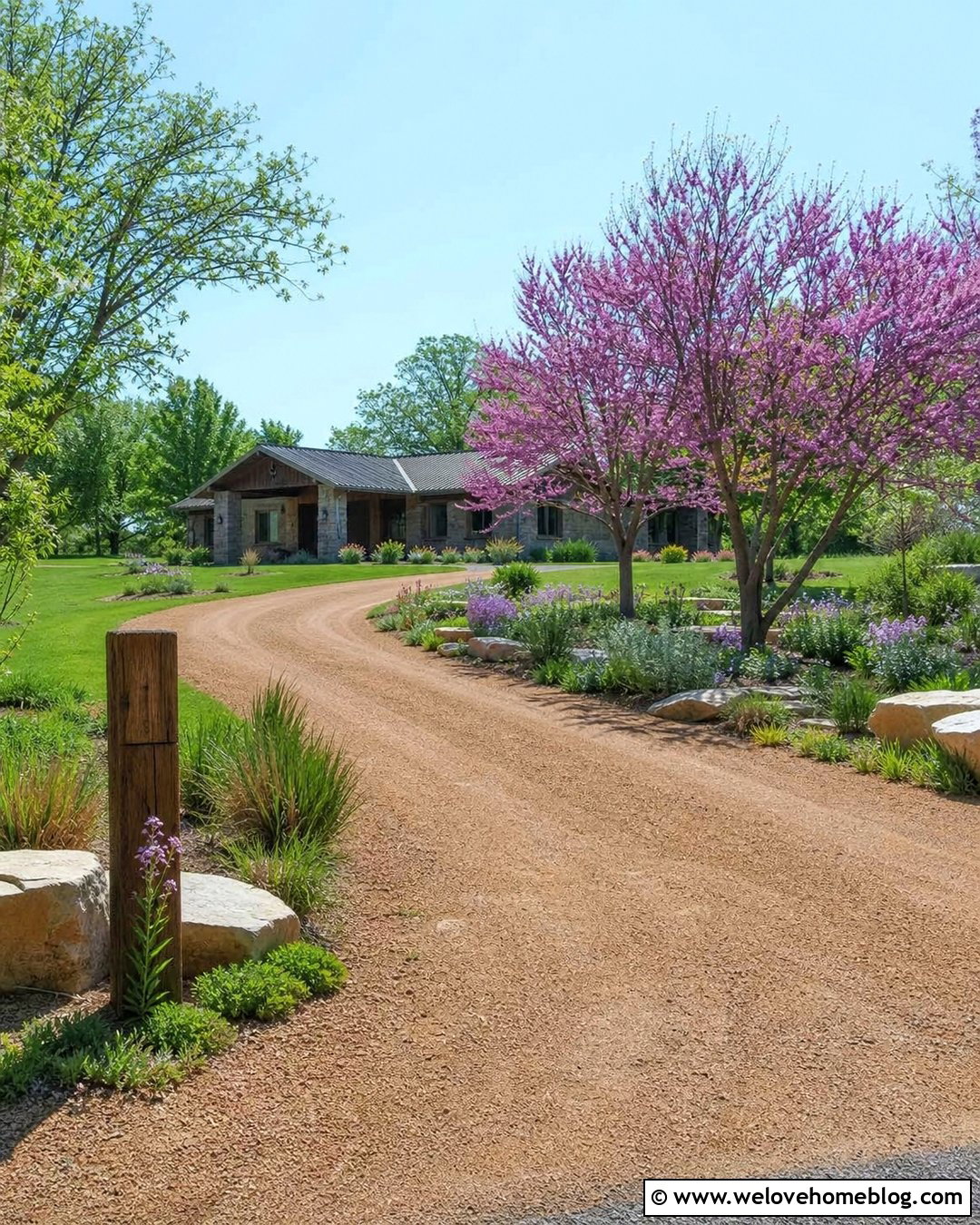 Redbud Tree Driveway Entrance - 25 Tree Driveway Entrance Ideas