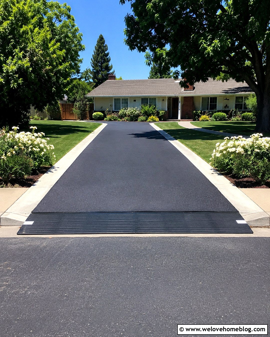 Reflective Driveway Curb Ramp With Asphalt Driveway - 20 Driveway Curb Ramp Ideas
