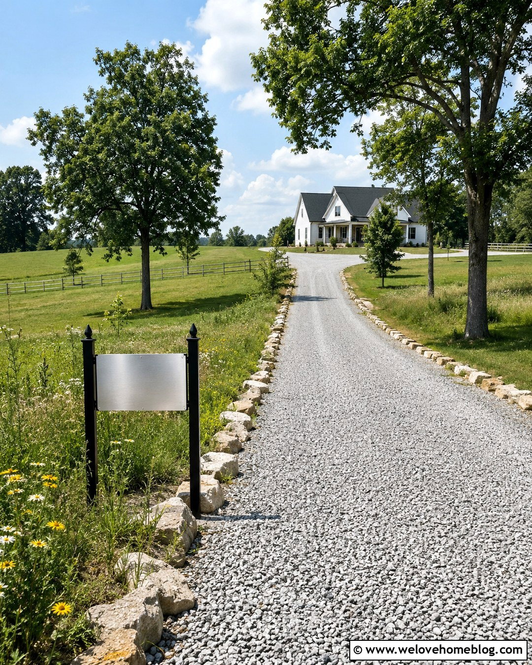 Reflective Driveway Name Sign With Rural Gravel Driveway - 20 Driveway Name Sign Ideas