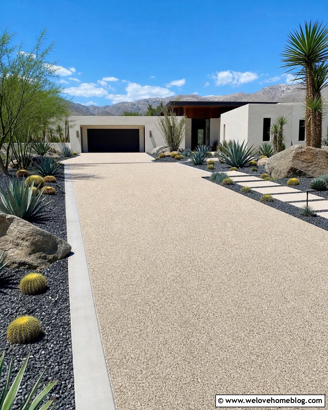 Resin Bound Desert Driveway With Modern Xeriscaping - 20 desert driveway landscaping ideas