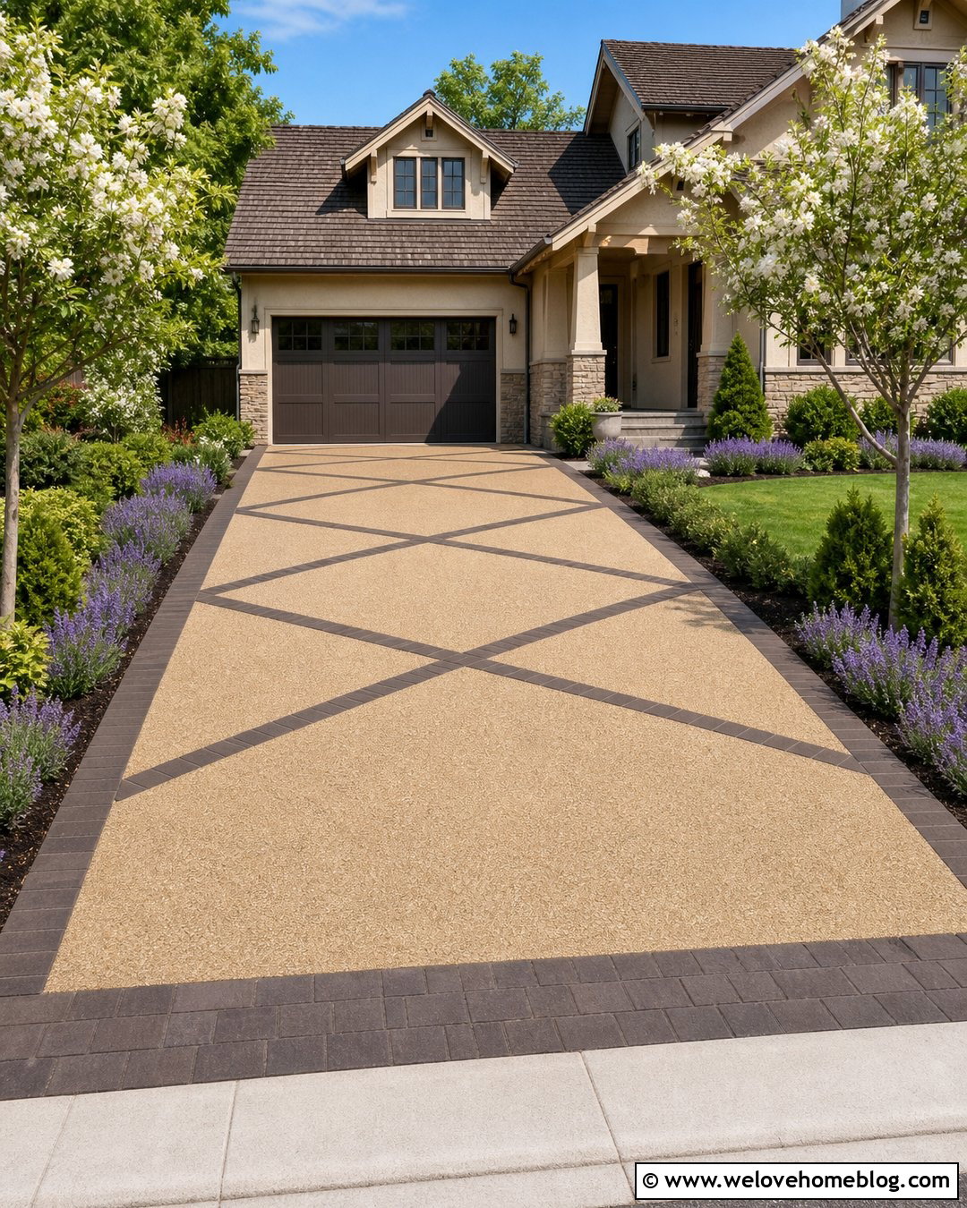 Resin Bound Diamond Driveway With Paver Bands - 20 Diamond Driveway Pattern Ideas
