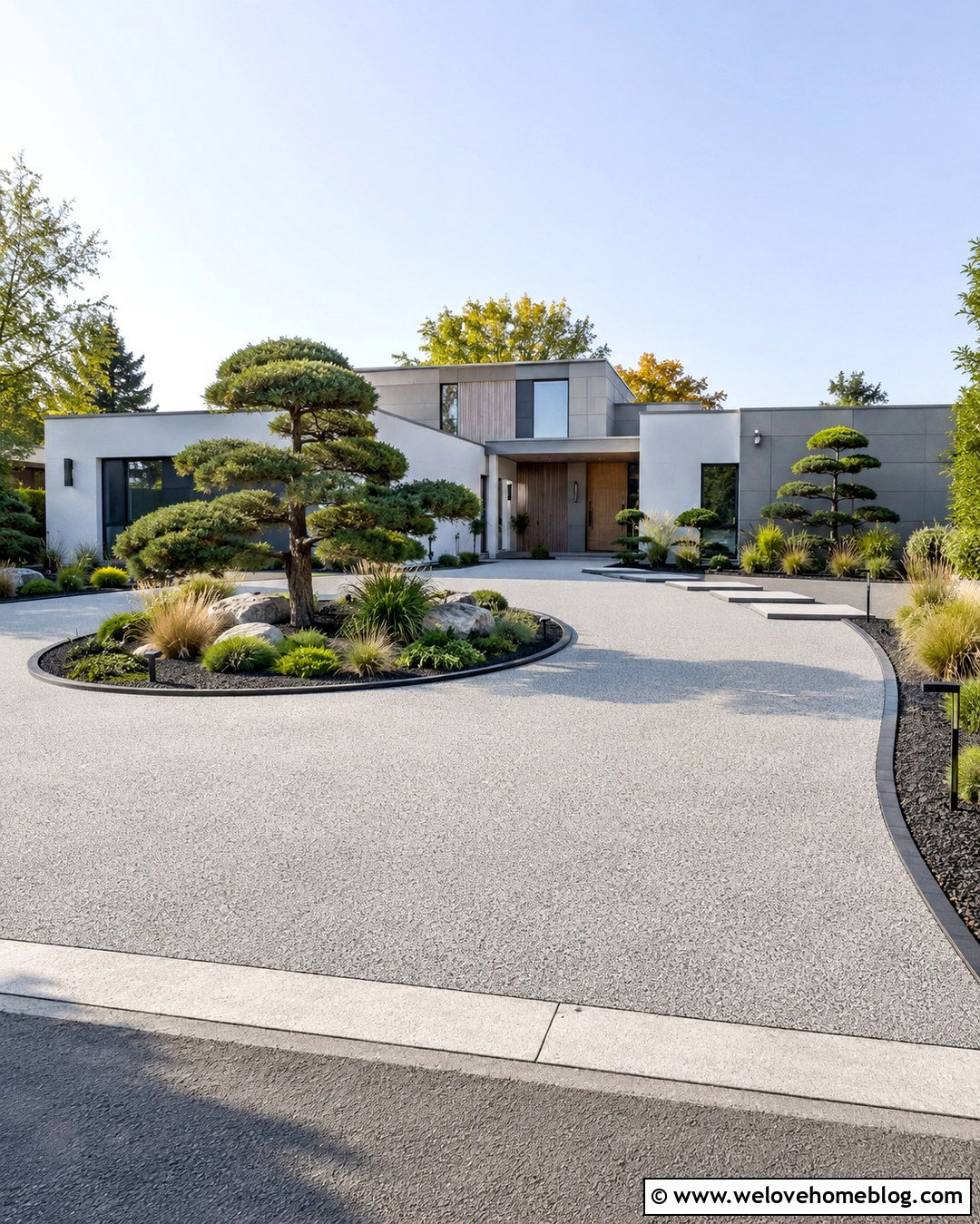 Resin Bound Driveway Turning Circle With Modern Landscaping - 20 Driveway Turning Circle Ideas