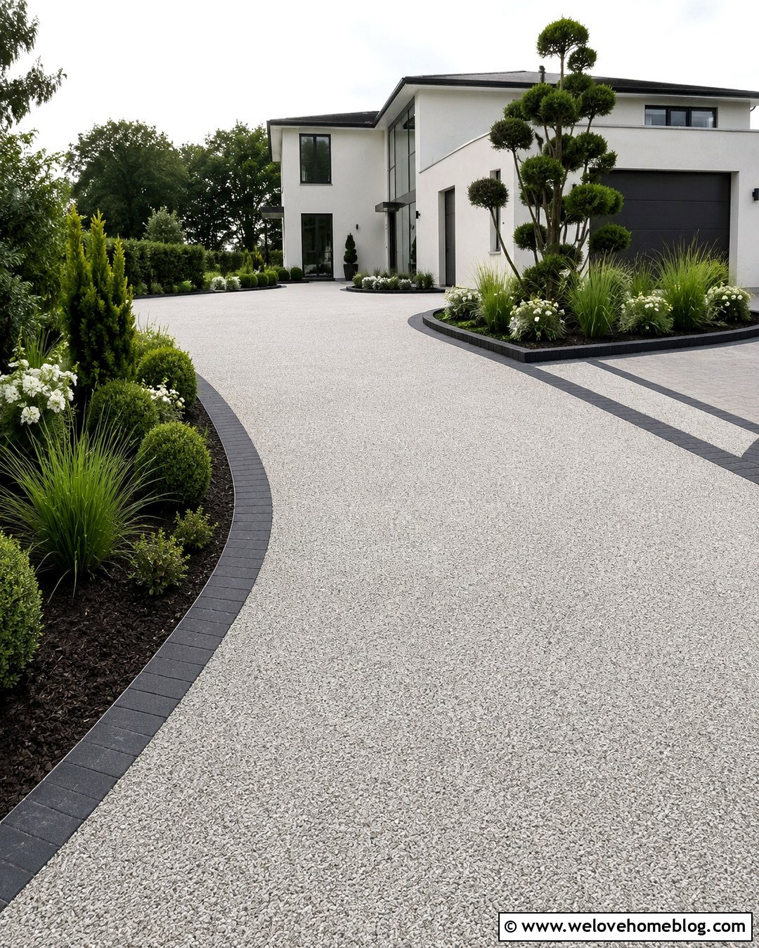 Resin Bound Driveway With A Dark Border - 20 Large Front Driveway Ideas