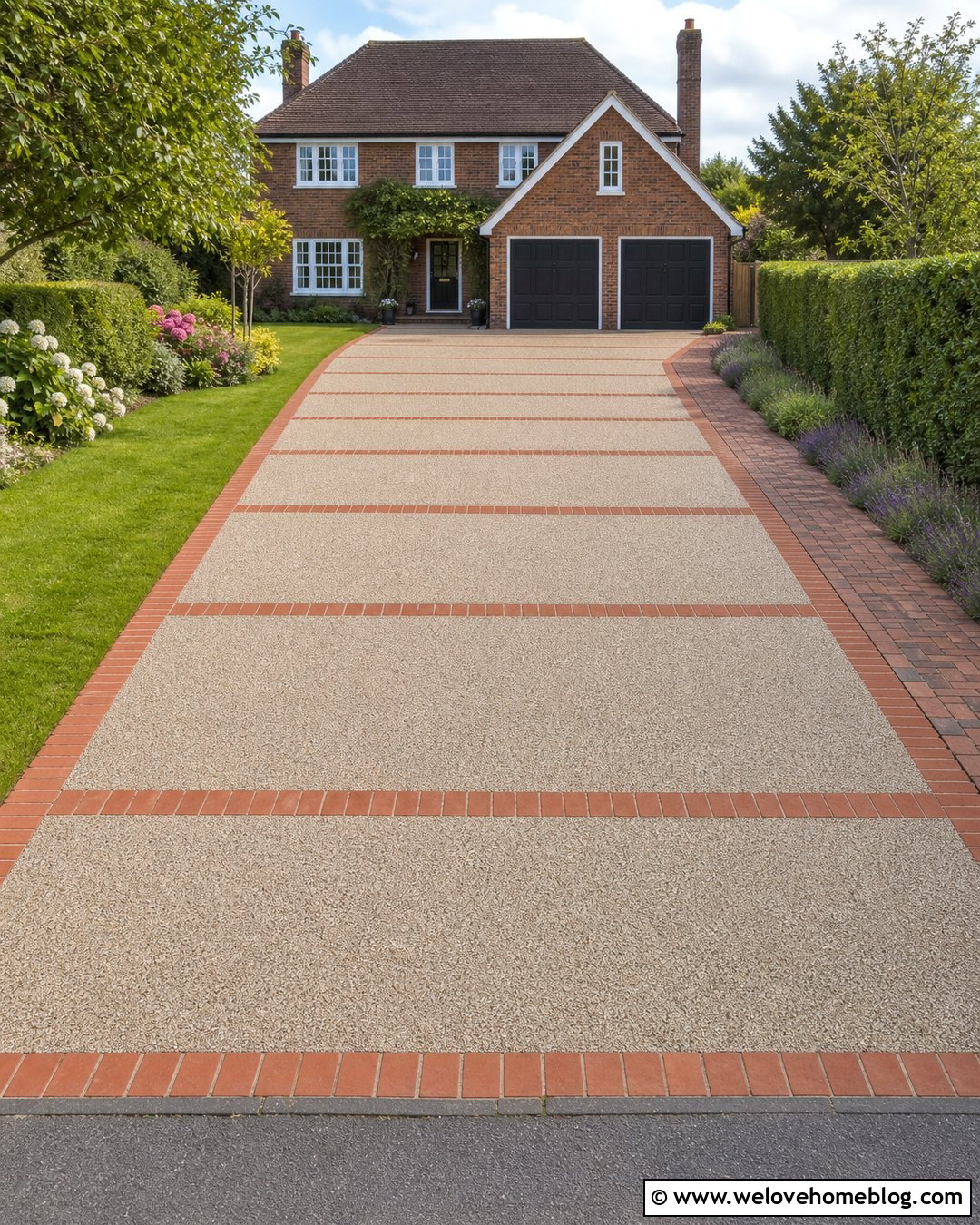 Resin Bound Driveway With Brick Ribbon Pattern - 20 resin bound driveway ideas