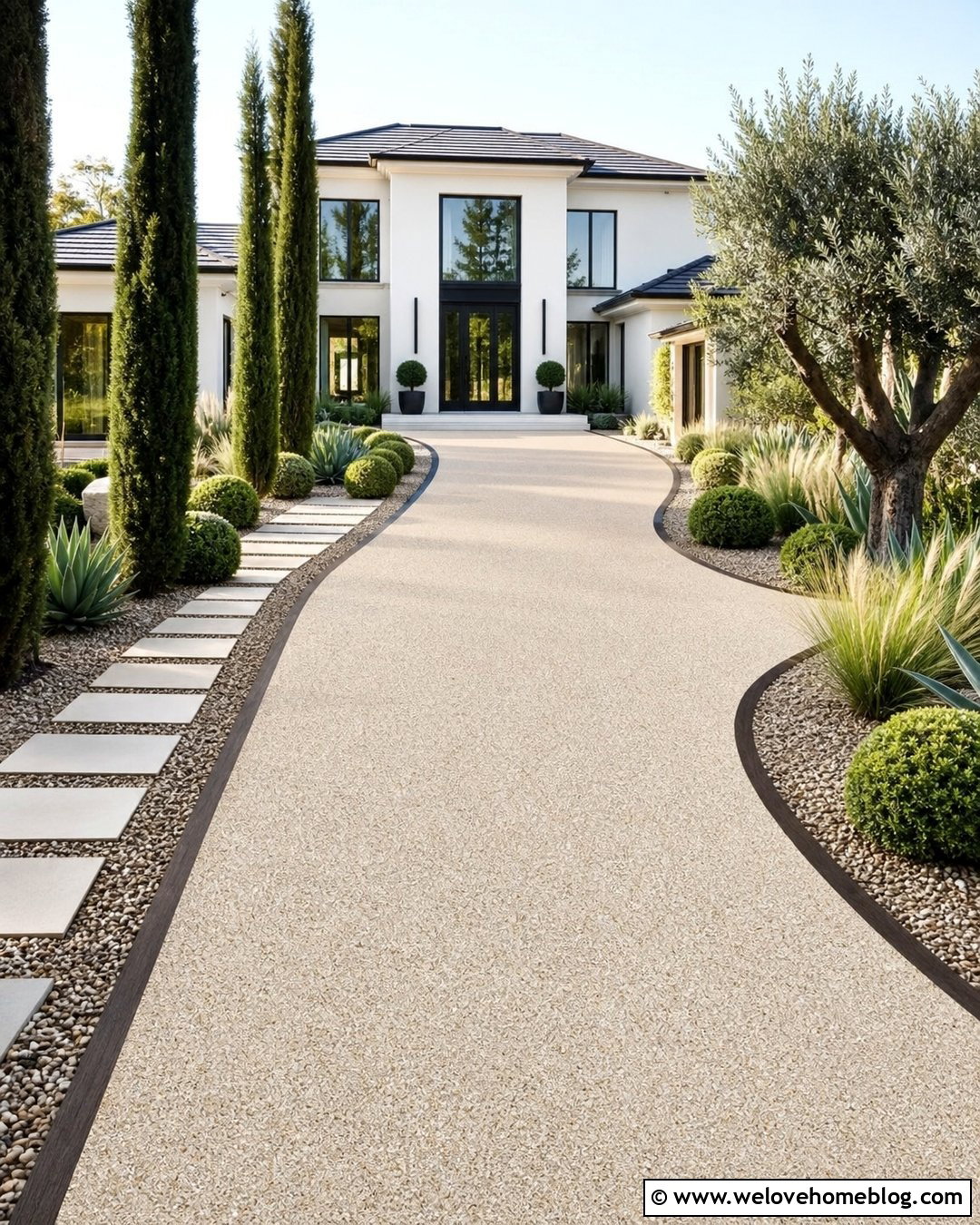 Resin Bound Driveway With Dark Timber Edging - 20 timber driveway edging ideas
