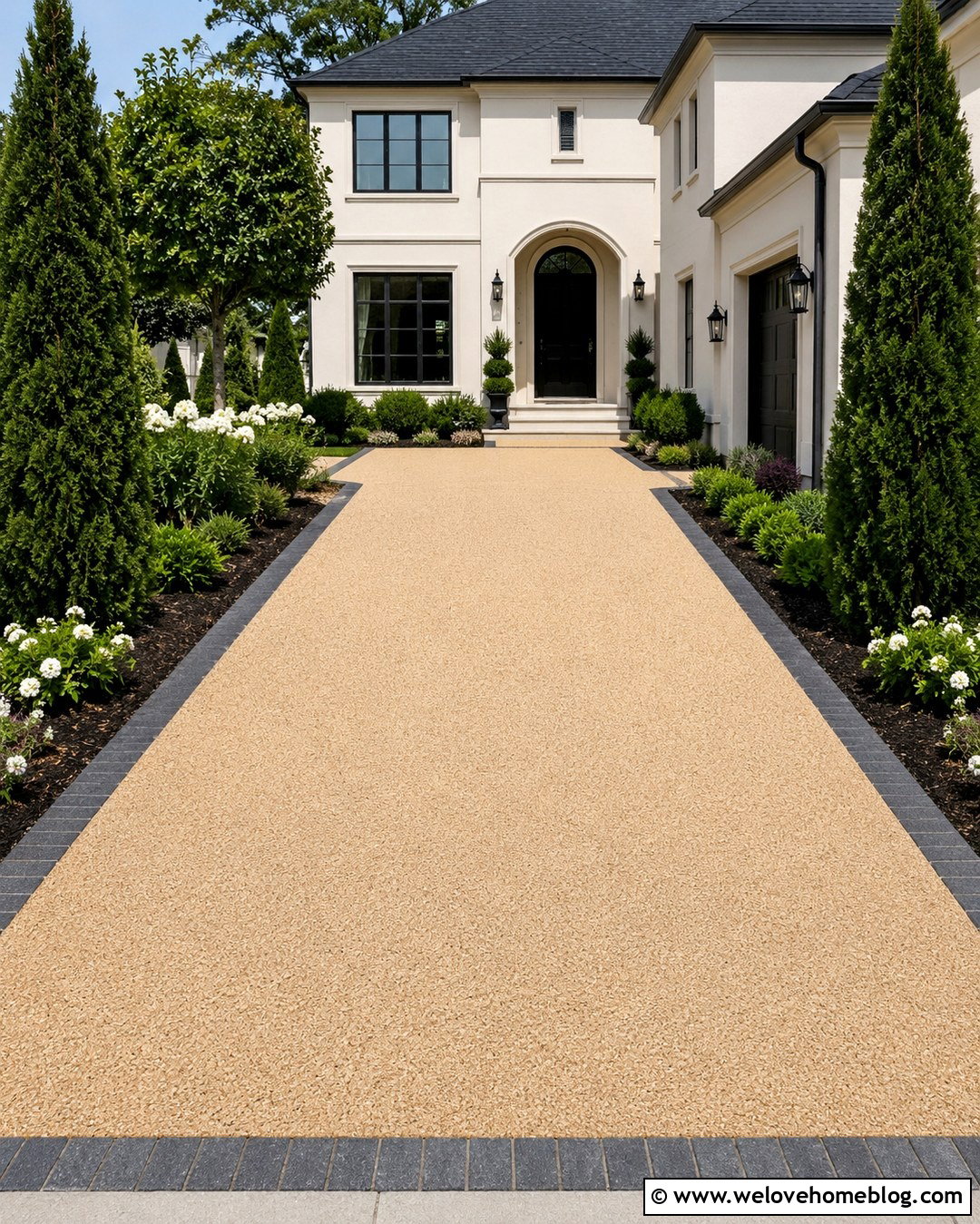 Resin Bound Driveway With Evergreen Borders - 20 driveway small front garden ideas
