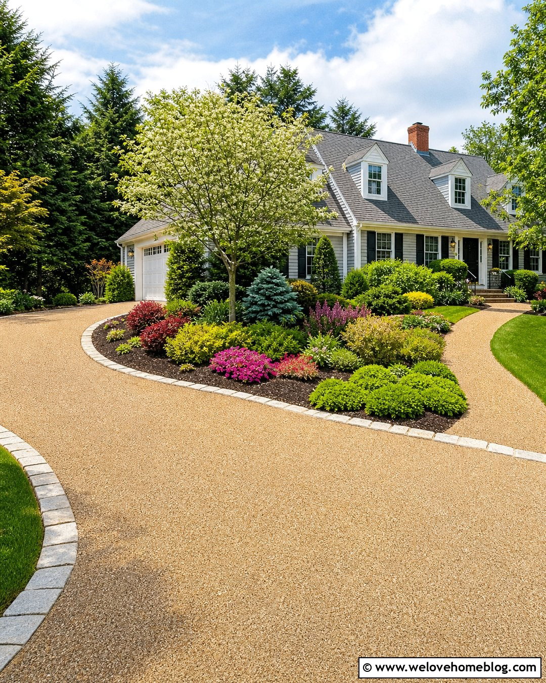 Resin Bound Driveway With Front Yard Garden - 30 Resin Bound Driveways Ideas