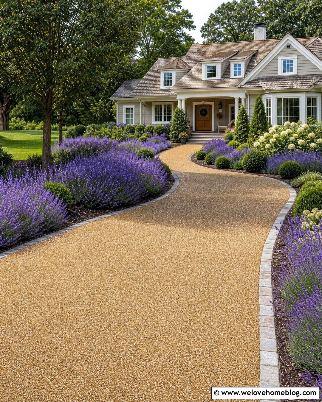 Resin Bound Driveway With Lavender Borders - 30 Resin Bound Driveways Ideas