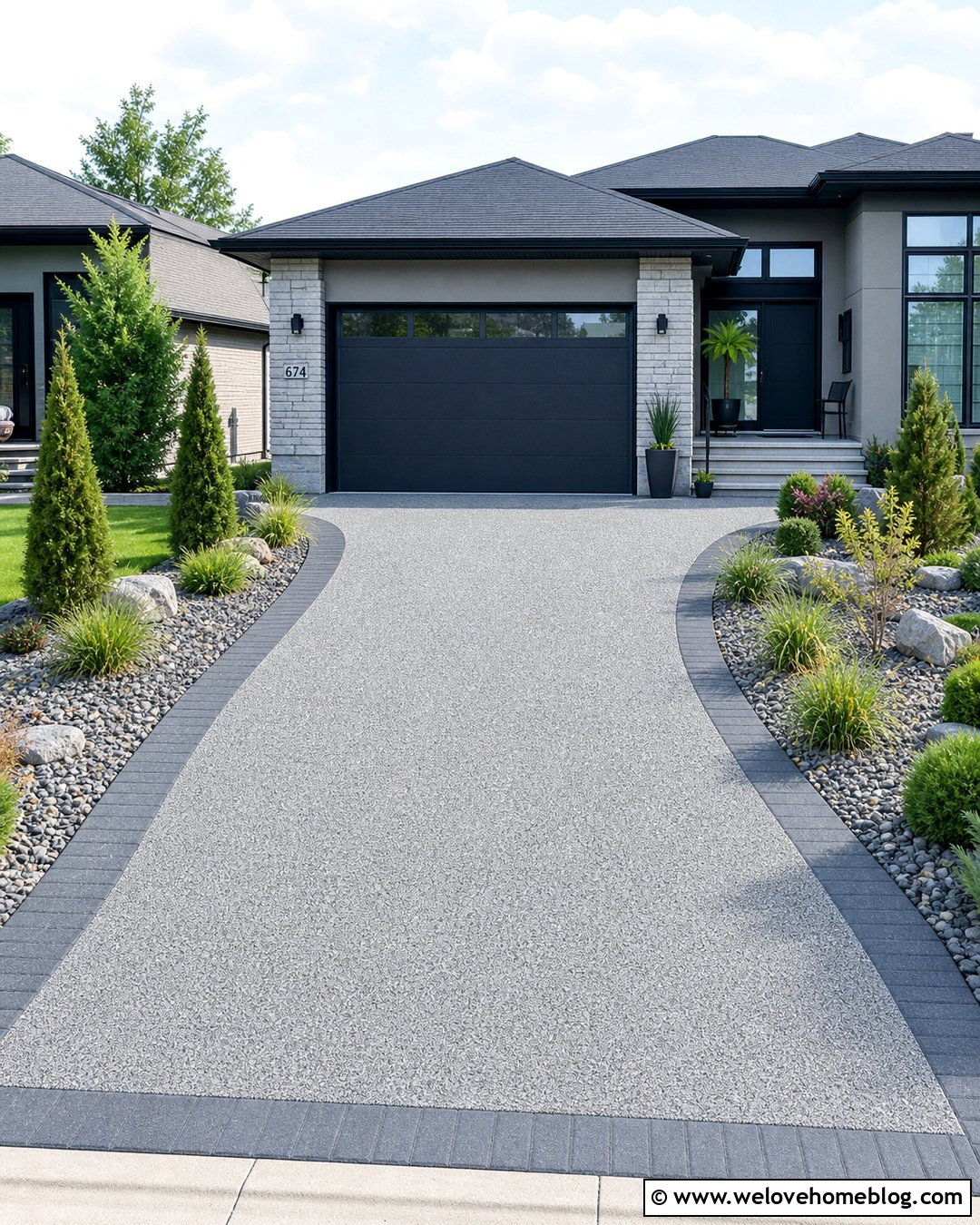 Resin Bound Driveway With Low Maintenance Garden - 20 Driveway And Garden Ideas