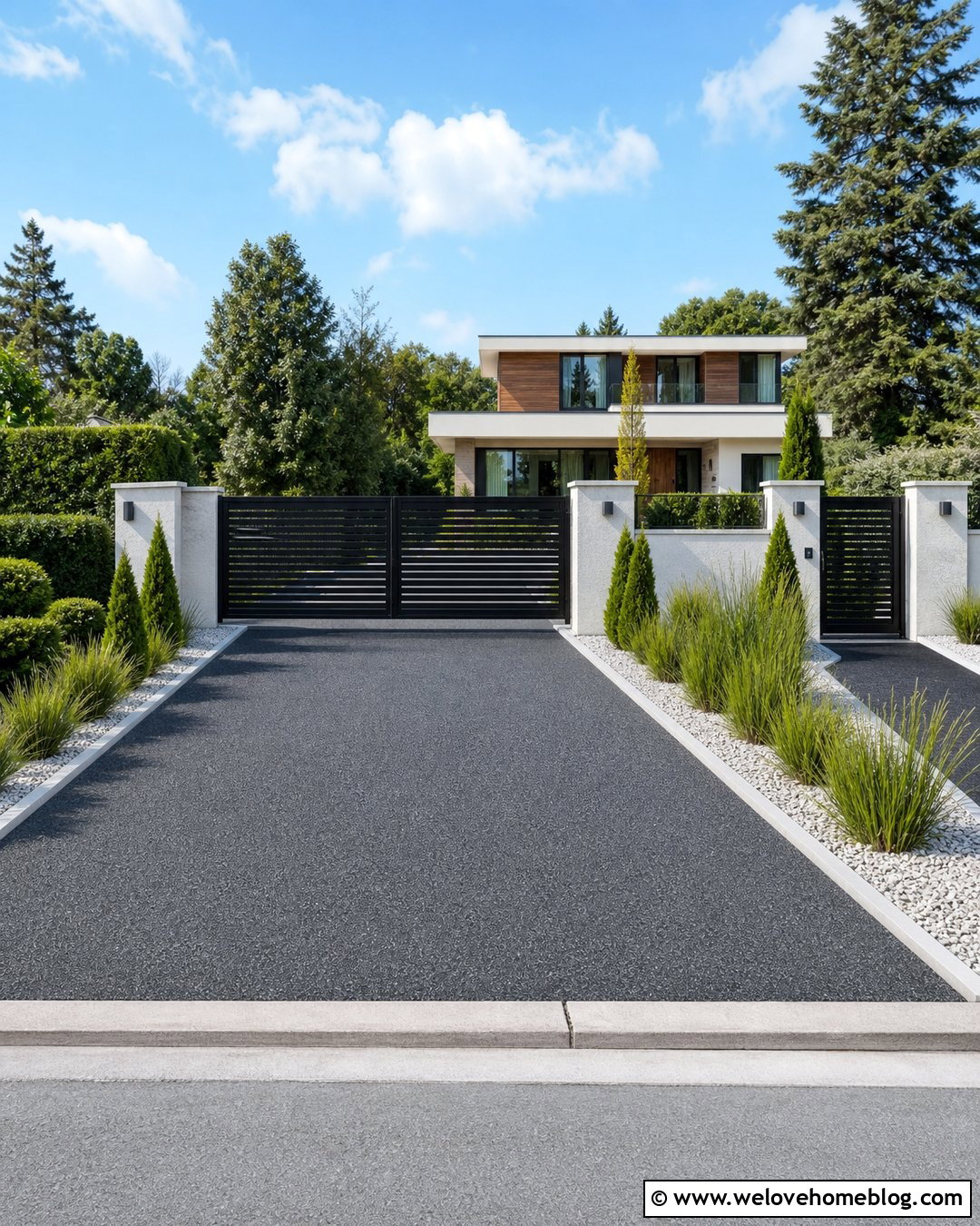 Resin Bound Driveway With Modern Gate - 30 Resin Bound Driveways Ideas