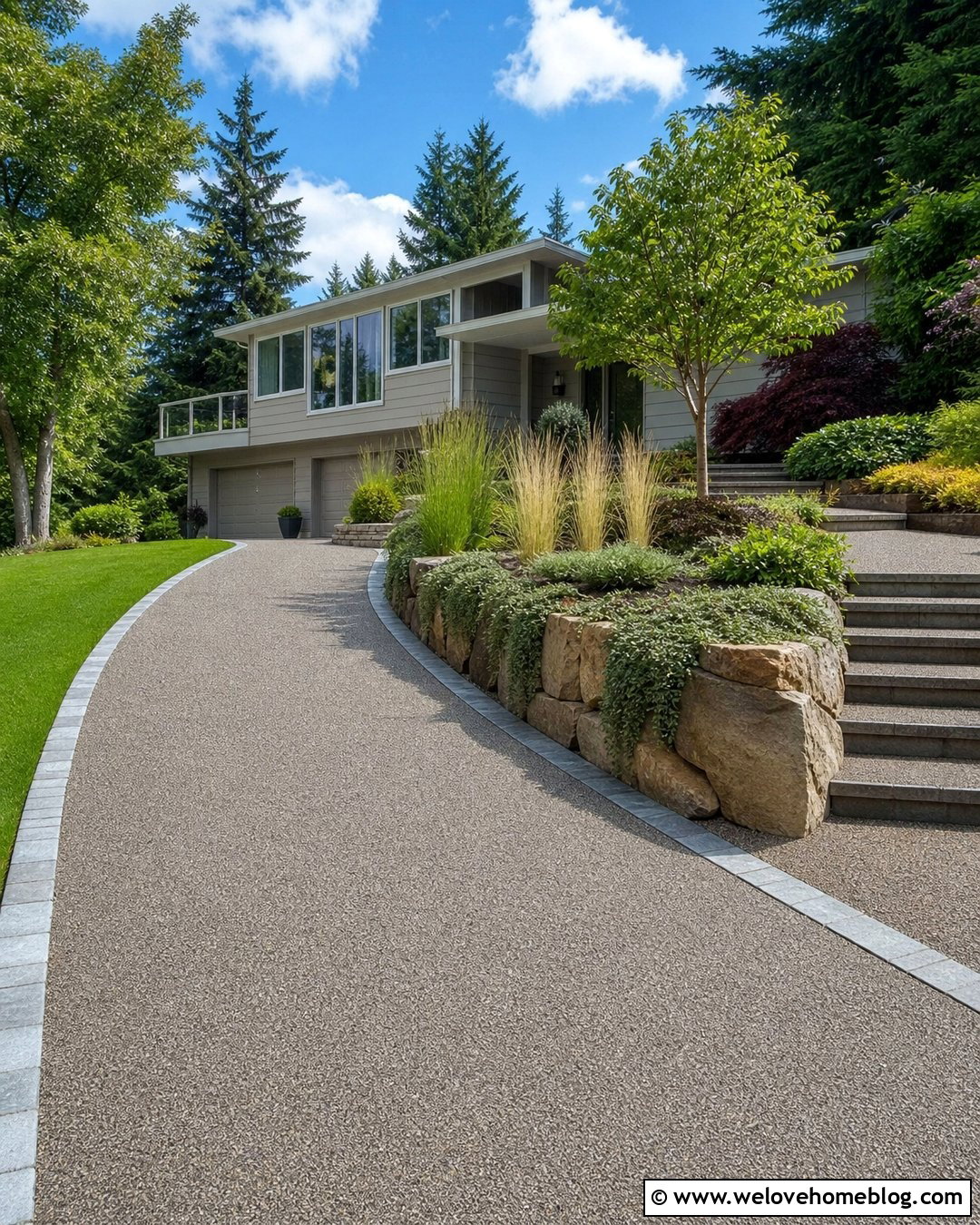 Resin Bound Driveway With Raised Planting Beds - 30 Resin Bound Driveways Ideas