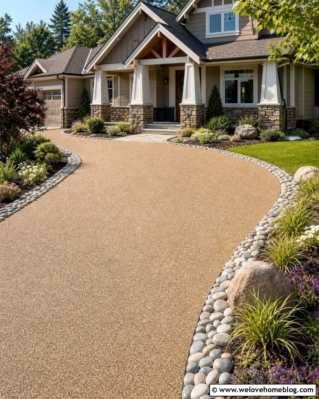 Resin Bound Driveway With River Rock Edge - 20 landscape driveway edge ideas