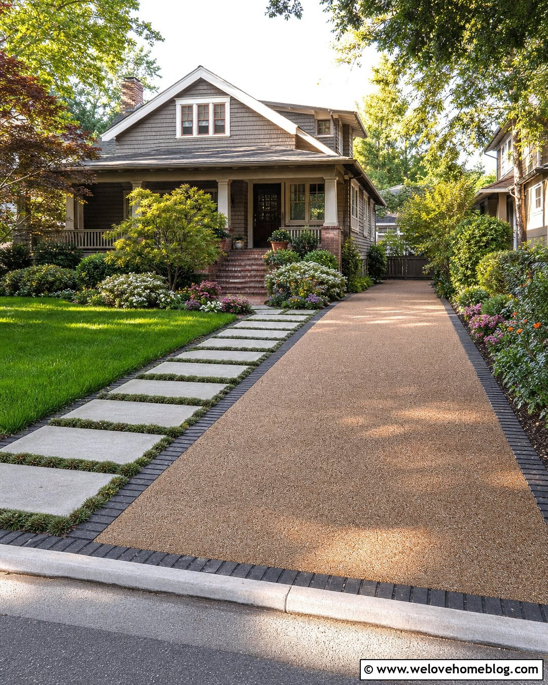 Resin Bound Driveway With Stepping Stone Walkway - 30 Resin Bound Driveways Ideas