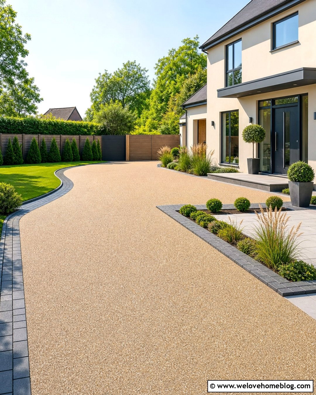 Resin Bound Driveway With Stone Borders - 20 How To Build A Driveway Ideas