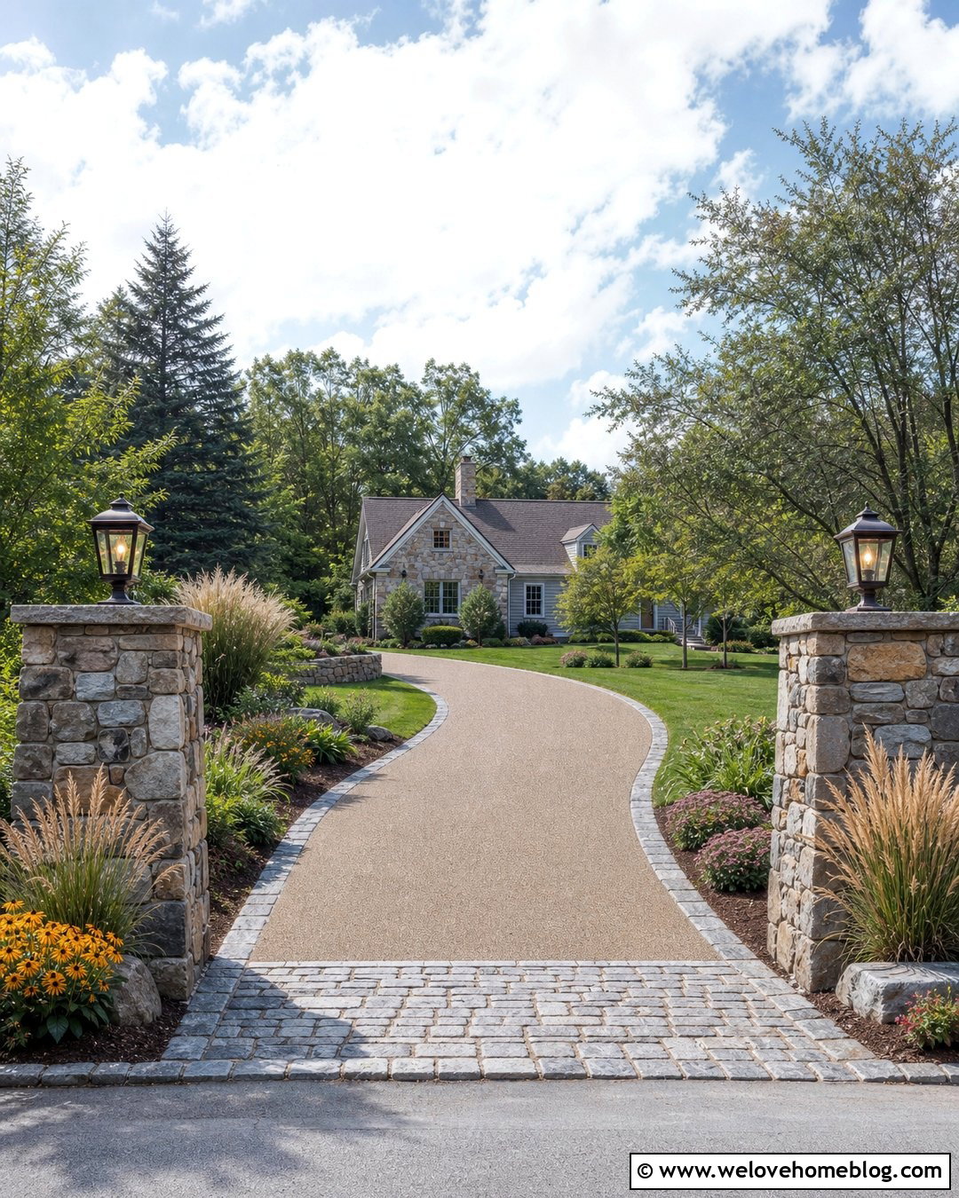 Resin Bound Driveway With Stone Pillars - 20 resin bound driveway ideas