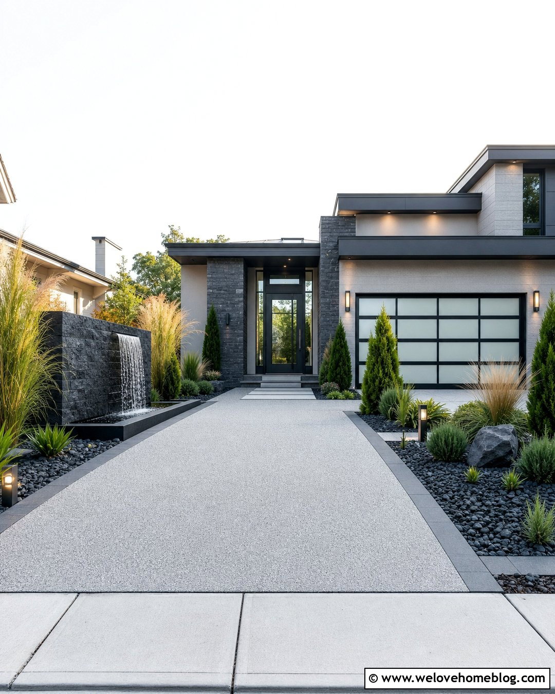 Resin Bound Driveway With Water Wall - 20 Driveway With Water Feature Ideas