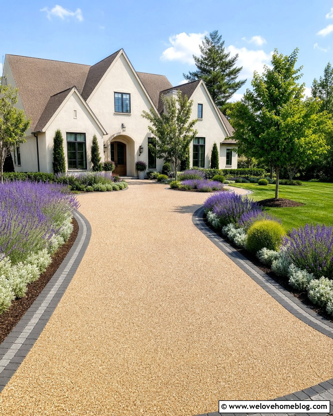 Resin Bound Gravel Apron With Lavender Borders - 20 driveway apron landscaping ideas