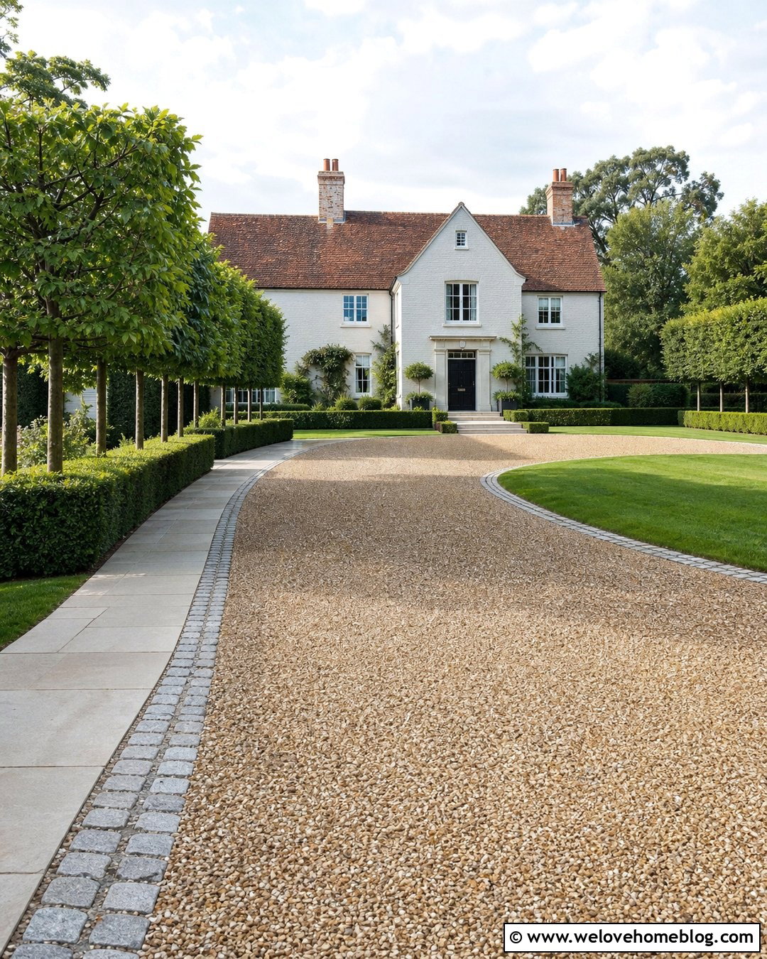 Resin Bound Gravel Driveway With Granite Borders - 25 Old Money House Driveway Ideas