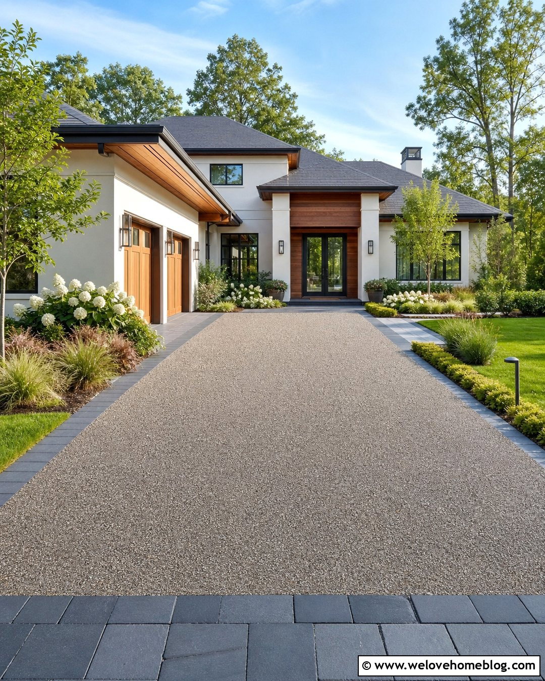 Resin Bound Gravel Driveway With Modern Border - 45 Driveway Design Ideas
