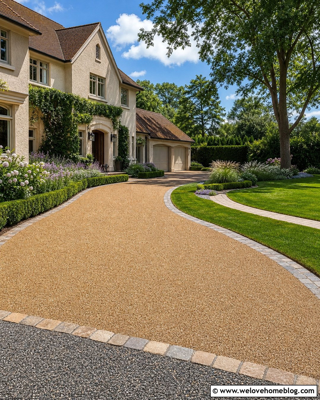 Resin Bound Gravel Driveway With Stone Border - 35 Beautiful Driveways Ideas