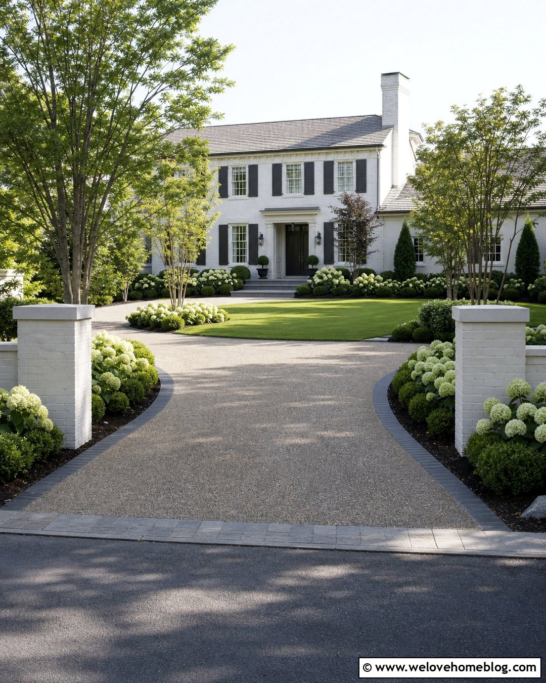 Resin Bound Horseshoe Driveway With Pillars - 30 Resin Bound Driveways Ideas