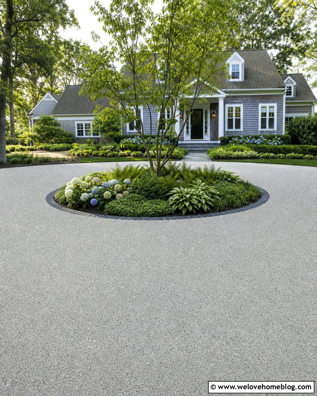 Resin Bound Roundabout Driveway With Hydrangeas - 35 Round About Driveway Landscaping Ideas